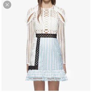 Self-Portrait Frill Shoulder Panel Mini Dress Size  US 2